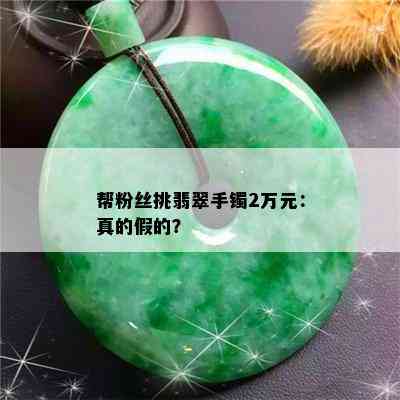 帮粉丝挑翡翠手镯2万元：真的假的？