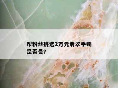 帮粉丝挑选2万元翡翠手镯是否贵？