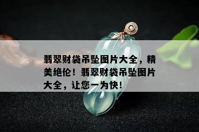 翡翠财袋吊坠图片大全，精美绝伦！翡翠财袋吊坠图片大全，让您一为快！