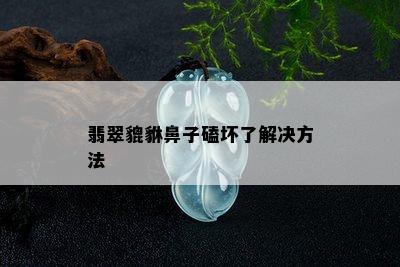 翡翠貔貅鼻子磕坏了解决方法