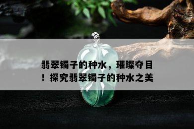 翡翠镯子的种水，璀璨夺目！探究翡翠镯子的种水之美