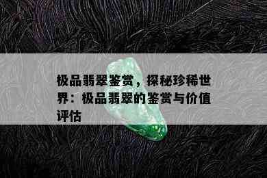 极品翡翠鉴赏，探秘珍稀世界：极品翡翠的鉴赏与价值评估