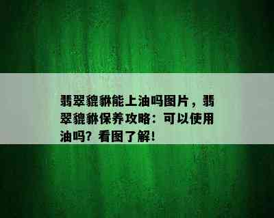 翡翠貔貅能上油吗图片，翡翠貔貅保养攻略：可以使用油吗？看图了解！