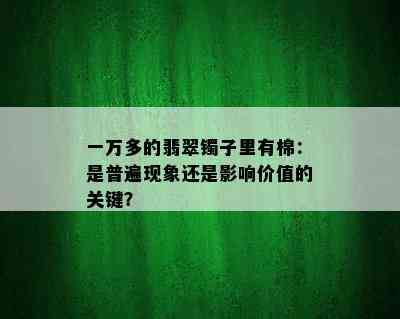 一万多的翡翠镯子里有棉：是普遍现象还是影响价值的关键？