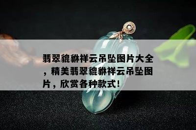 翡翠貔貅祥云吊坠图片大全，精美翡翠貔貅祥云吊坠图片，欣赏各种款式！