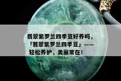 翡翠紫罗兰四季豆好养吗，「翡翠紫罗兰四季豆」—— 轻松养护，美丽常在！