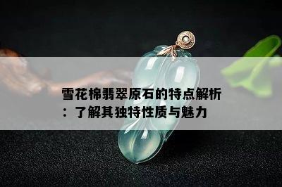 雪花棉翡翠原石的特点解析：了解其独特性质与魅力