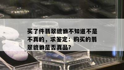 买了件翡翠貔貅不知道不是不真的，求鉴定：购买的翡翠貔貅是否真品？