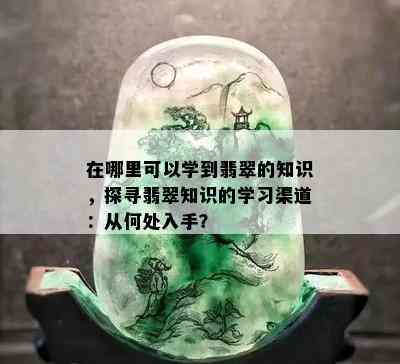 在哪里可以学到翡翠的知识，探寻翡翠知识的学习渠道：从何处入手？