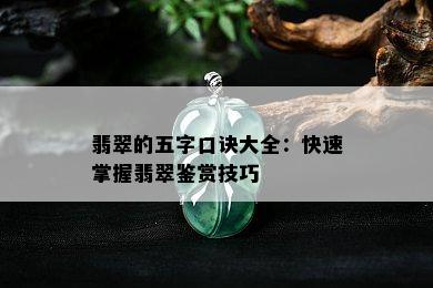 翡翠的五字口诀大全：快速掌握翡翠鉴赏技巧