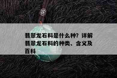 翡翠龙石料是什么种？详解翡翠龙石料的种类、含义及百科