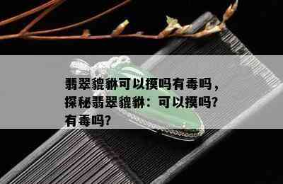 翡翠貔貅可以摸吗有吗，探秘翡翠貔貅：可以摸吗？有吗？