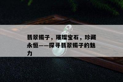 翡翠镯子，璀璨宝石，珍藏永恒——探寻翡翠镯子的魅力