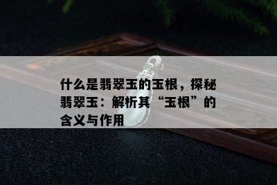 什么是翡翠玉的玉根，探秘翡翠玉：解析其“玉根”的含义与作用