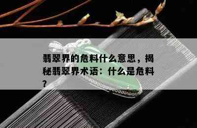 翡翠界的危料什么意思，揭秘翡翠界术语：什么是危料？