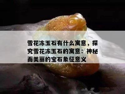 雪花冻玉石有什么寓意，探究雪花冻玉石的寓意：神秘而美丽的宝石象征意义