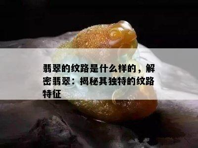 翡翠的纹路是什么样的，解密翡翠：揭秘其独特的纹路特征