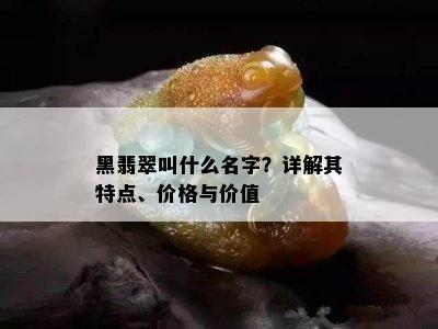 黑翡翠叫什么名字？详解其特点、价格与价值