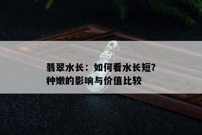 翡翠水长：如何看水长短？种嫩的影响与价值比较