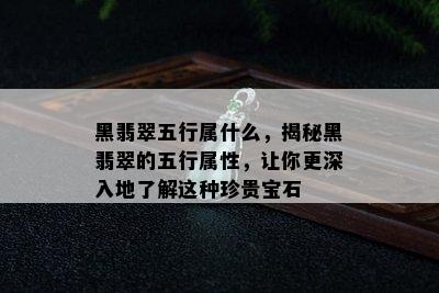 黑翡翠五行属什么，揭秘黑翡翠的五行属性，让你更深入地了解这种珍贵宝石