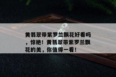 黄翡翠带紫罗兰飘花好看吗，惊艳！黄翡翠带紫罗兰飘花的美，你值得一看！