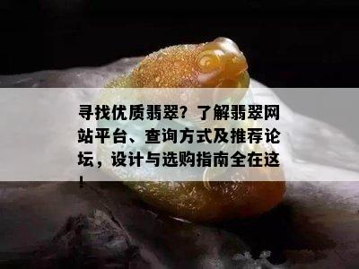 寻找优质翡翠？了解翡翠网站平台、查询方式及推荐论坛，设计与选购指南全在这！