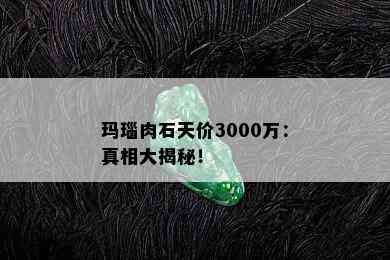 玛瑙肉石天价3000万：真相大揭秘！