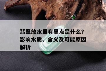 翡翠放水里有黑点是什么？影响水质、含义及可能原因解析