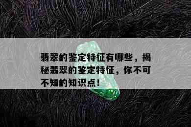 翡翠的鉴定特征有哪些，揭秘翡翠的鉴定特征，你不可不知的知识点！