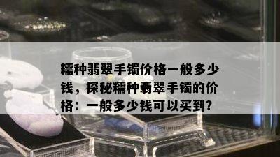 糯种翡翠手镯价格一般多少钱，探秘糯种翡翠手镯的价格：一般多少钱可以买到？