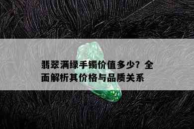 翡翠满绿手镯价值多少？全面解析其价格与品质关系