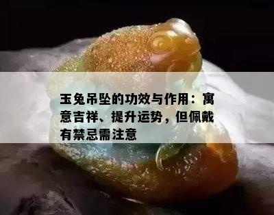 玉兔吊坠的功效与作用：寓意吉祥、提升运势，但佩戴有禁忌需注意