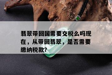 翡翠带回国需要交税么吗现在，从带回翡翠，是否需要缴纳税款？