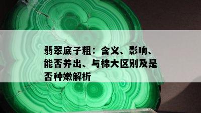 翡翠底子粗：含义、影响、能否养出、与棉大区别及是否种嫩解析