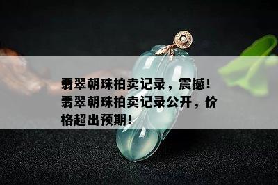 翡翠朝珠拍卖记录，震撼！翡翠朝珠拍卖记录公开，价格超出预期！