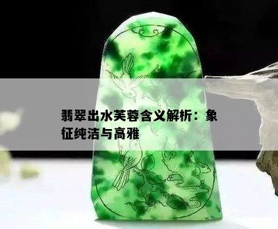 翡翠出水芙蓉含义解析：象征纯洁与高雅