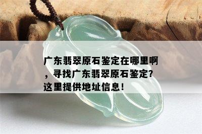 广东翡翠原石鉴定在哪里啊，寻找广东翡翠原石鉴定？这里提供地址信息！