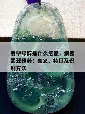 翡翠绿藓是什么意思，解密翡翠绿藓：含义、特征及识别方法