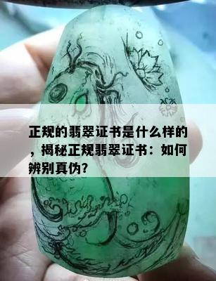 正规的翡翠证书是什么样的，揭秘正规翡翠证书：如何辨别真伪？