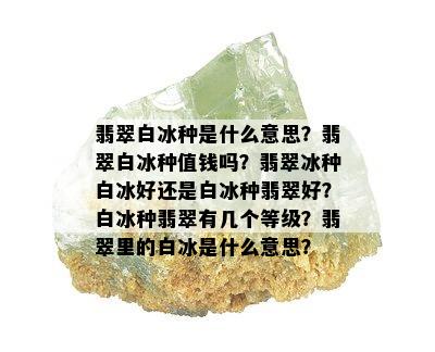 翡翠白冰种是什么意思？翡翠白冰种值钱吗？翡翠冰种白冰好还是白冰种翡翠好？白冰种翡翠有几个等级？翡翠里的白冰是什么意思？