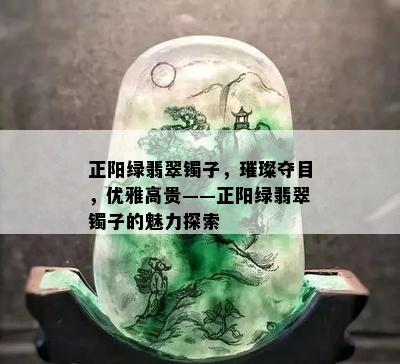 正阳绿翡翠镯子，璀璨夺目，优雅高贵——正阳绿翡翠镯子的魅力探索