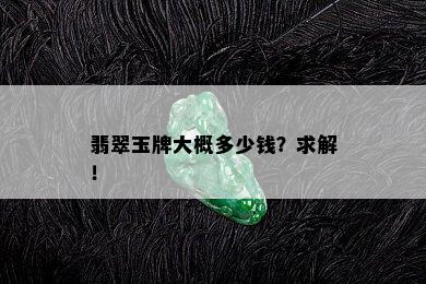 翡翠玉牌大概多少钱？求解！