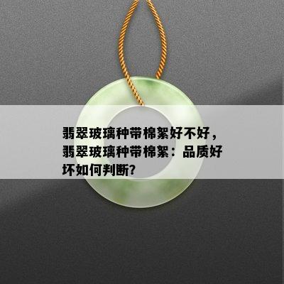 翡翠玻璃种带棉絮好不好，翡翠玻璃种带棉絮：品质好坏如何判断？