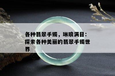 各种翡翠手镯，琳琅满目：探索各种美丽的翡翠手镯世界