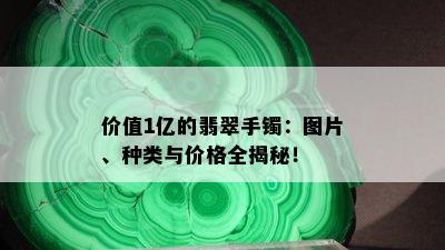 价值1亿的翡翠手镯：图片、种类与价格全揭秘！