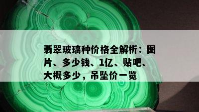 翡翠玻璃种价格全解析：图片、多少钱、1亿、贴吧、大概多少，吊坠价一览