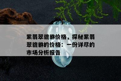 紫翡翠貔貅价格，探秘紫翡翠貔貅的价格：一份详尽的市场分析报告