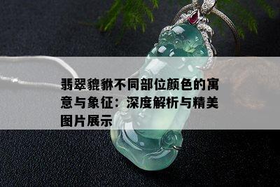 翡翠貔貅不同部位颜色的寓意与象征：深度解析与精美图片展示