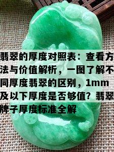 翡翠的厚度对照表：查看方法与价值解析，一图了解不同厚度翡翠的区别，1mm及以下厚度是否够值？翡翠牌子厚度标准全解