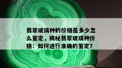 翡翠玻璃种的价格是多少怎么鉴定，揭秘翡翠玻璃种价格：如何进行准确的鉴定？